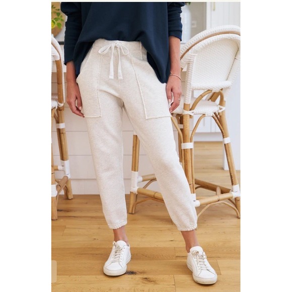 Frank & Eileen Pants - Frank & Eileen Eamon Fleece Jogger Sweatpants Heather White Melange Medium M